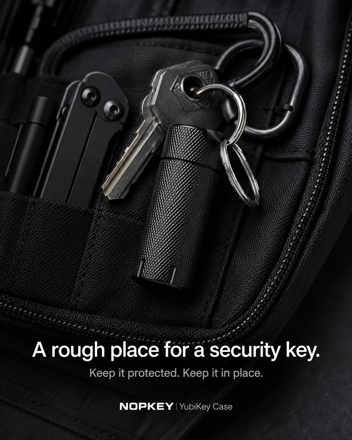 NOPKEY case clipped beside everyday carry tools